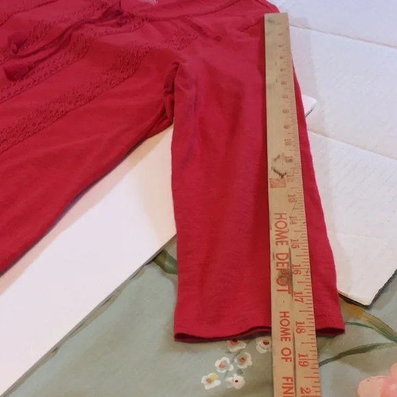 Talbots Red Peasant Lace Accent Top Tunic Size Medium - Picture 10 of 10